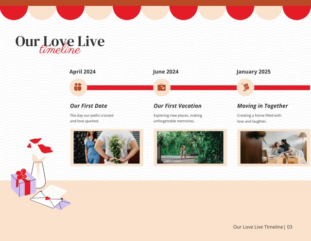 Simple Continuity Page Valentine Presentation with Timeline - Seite 3