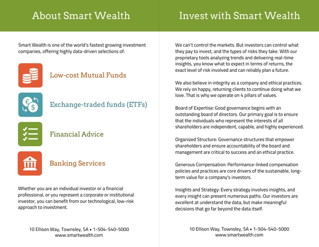 Bright Financial Investment Business Bi Fold Brochure - Page 2