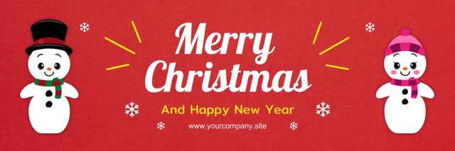 Red And White Playful Illustration Merry Christmas Banner Template