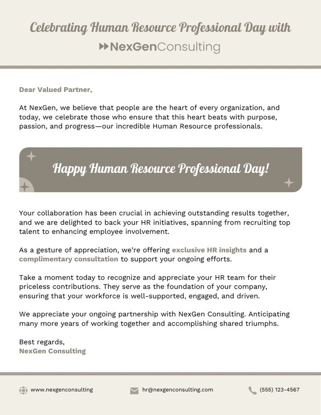 Human Resource Professional Day Email Newsletter Template