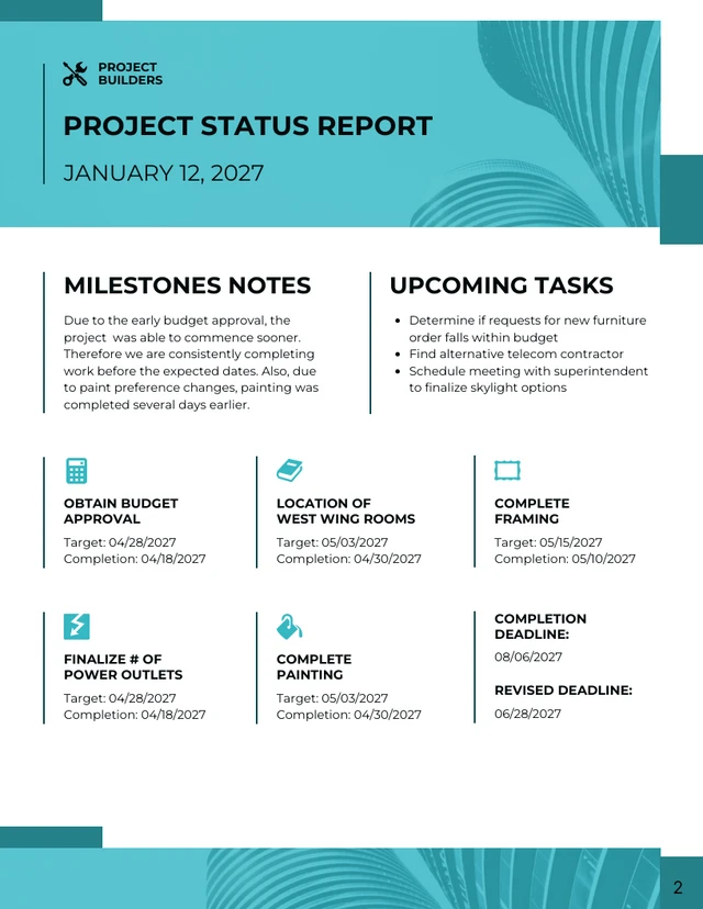 Project Status Template - Page 2