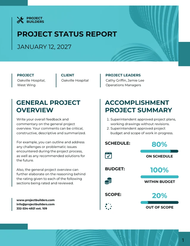 Project Status Template - Pagina 1