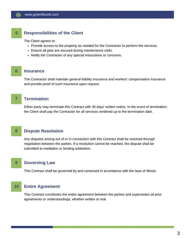 Grounds Maintenance Contract Template - page 3