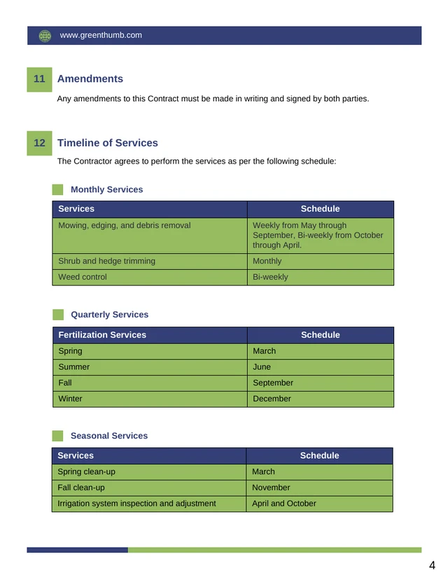 Grounds Maintenance Contract Template - page 4