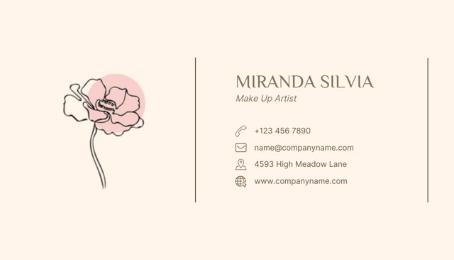Cream Simple Aesthetic Floral Makeup Artist Business Card - Page 2