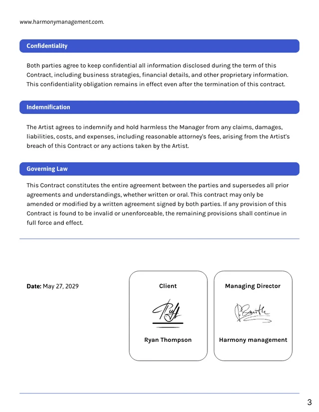 Music Artist Management Contract Template - Pagina 3