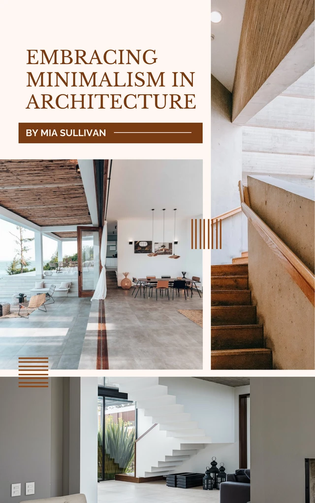 Modèle de couverture de livre d'architecture esthétique minimaliste beige et marron