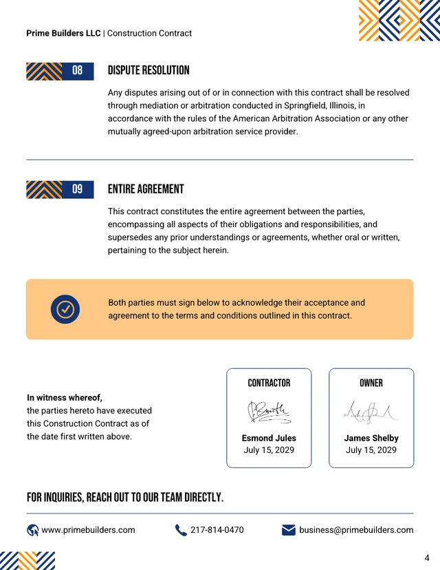 Construction Contract Template - page 4