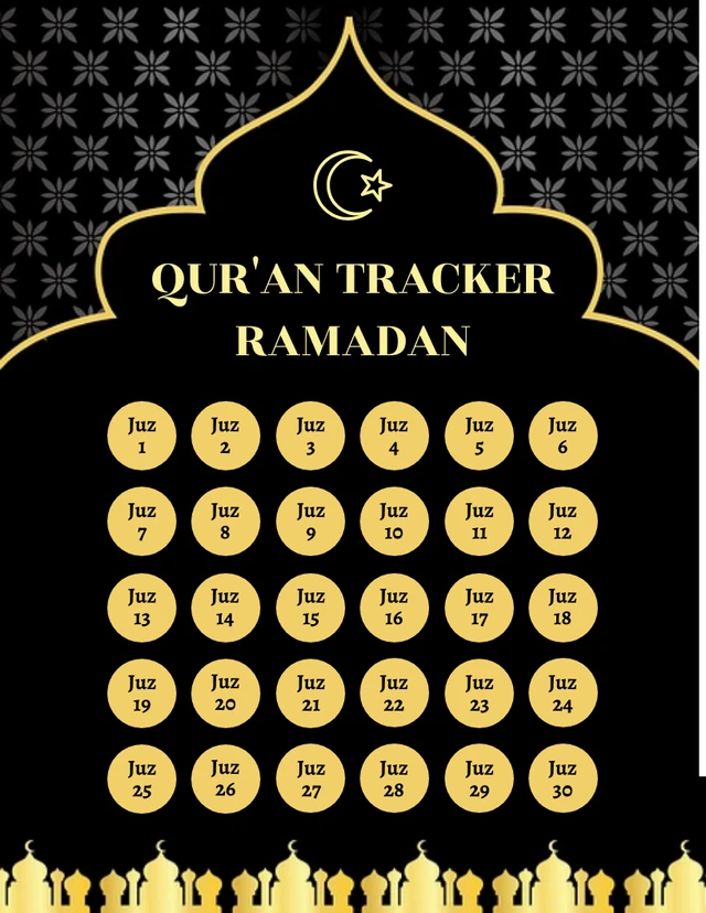 Black Modern Teexture Ramadan Tracker Schedule Template