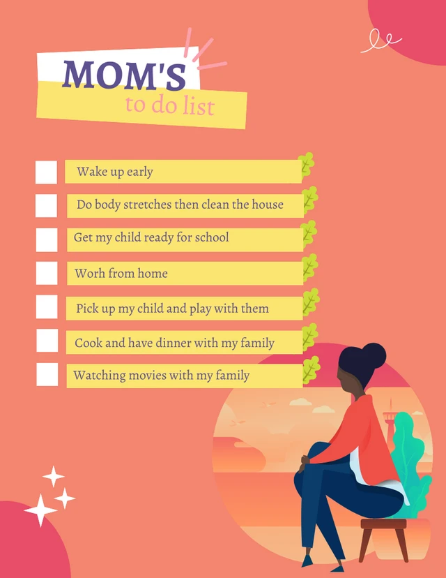 Orange Yellow Mom's to do list  Template