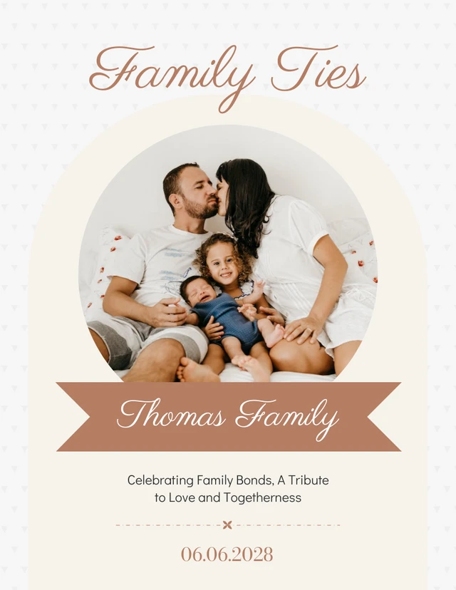 Modèle d'affiche "Family Ties" blanc et marron doux