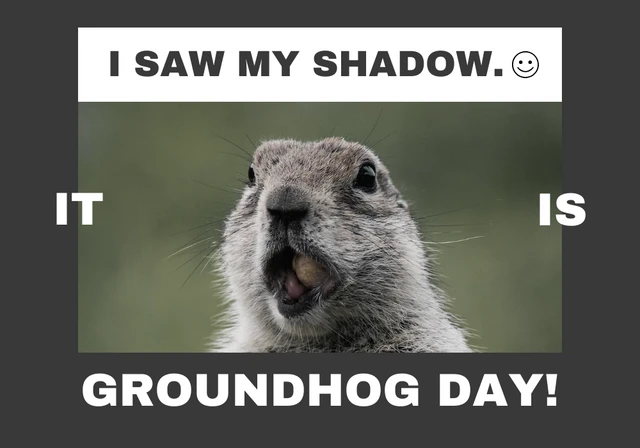 Dark Grey Minimalist Photo Groundhog Day Card Template