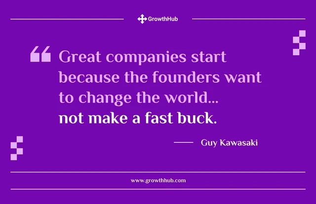 Plantilla de póster motivacional de Guy Kawasaki para emprendedores.