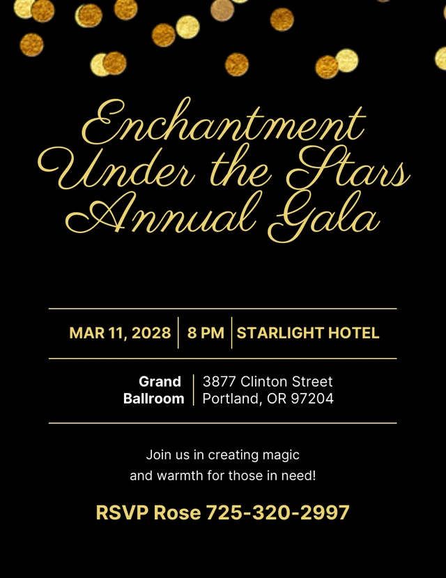 Elegant Black Gold Gala Invitation Template
