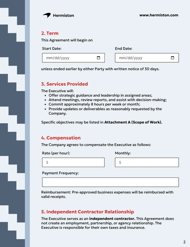 Fractional Executive Contract Template - Seite 2