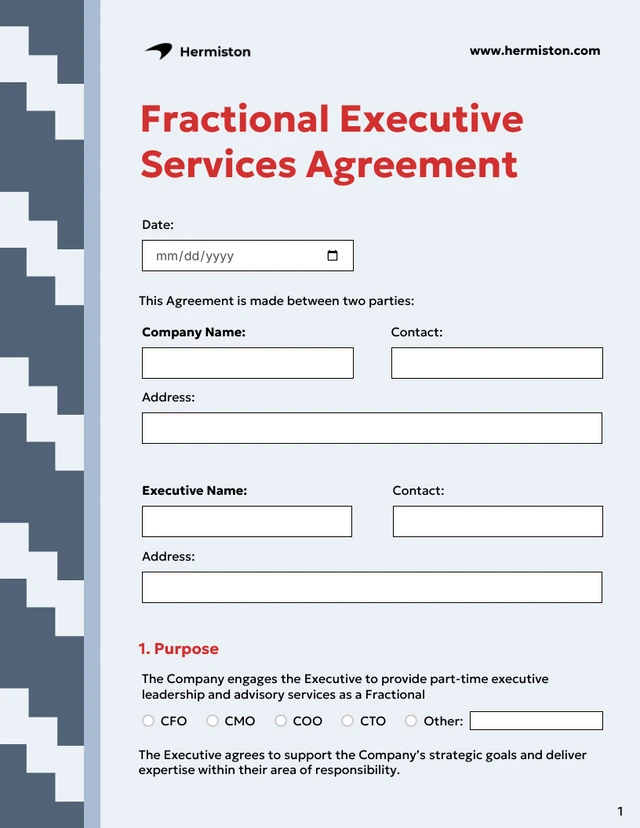 Fractional Executive Contract Template - Seite 1