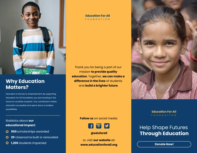 Education Fundraising Tri-fold Brochure - Page 1