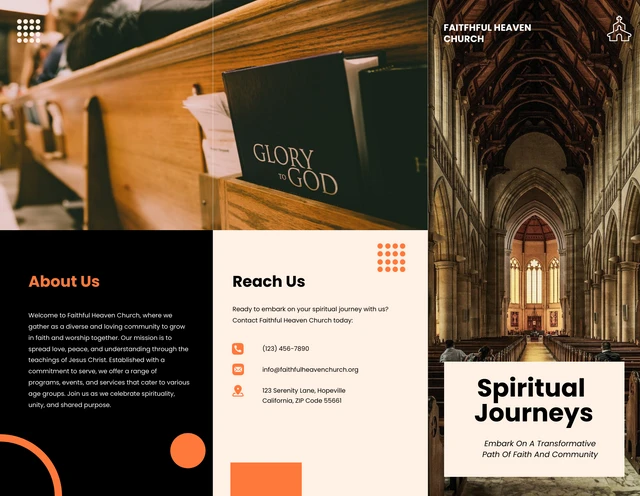 Pastel Orange and Black Church Brochure - Page 1