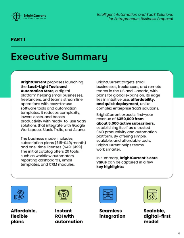 Intelligent Automation and SaaS Solutions Business Proposal - Pagina 4