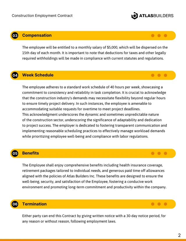 Construction Employment Contract Template - Seite 2