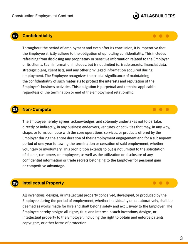 Construction Employment Contract Template - page 3