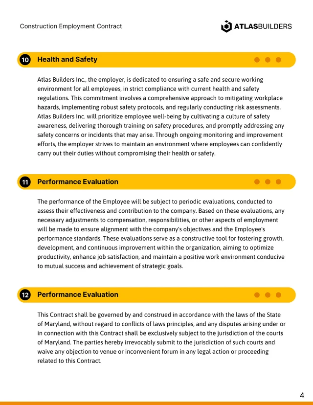 Construction Employment Contract Template - Seite 4