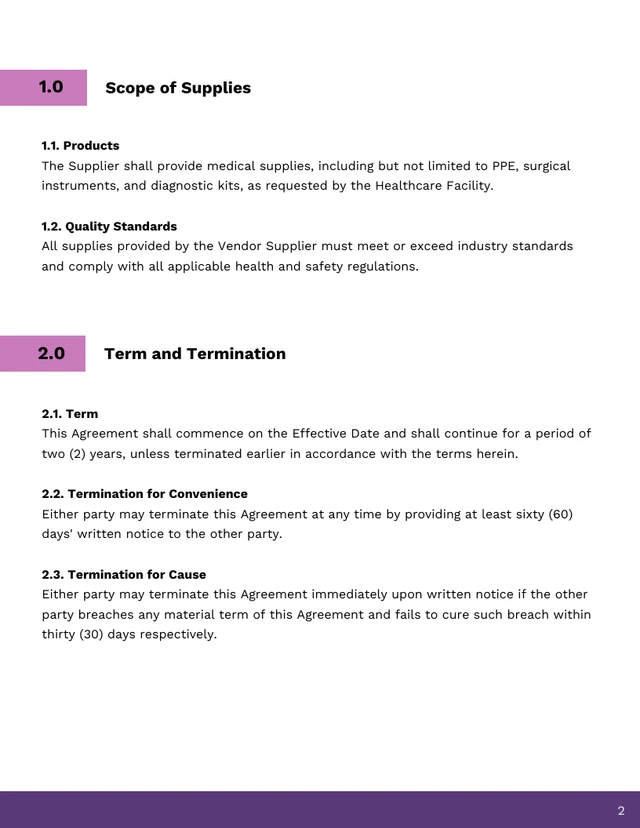 Supplier Contract Template - Seite 2