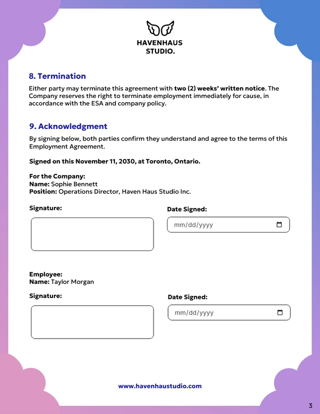 Receptionist Contract Template - Página 3