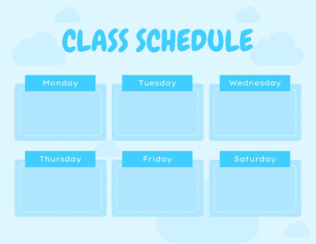Baby Blue Cute Illustration Class Schedule Template