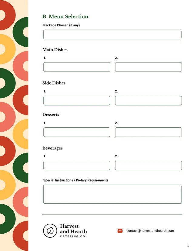 Catering Order Form Template - Seite 2
