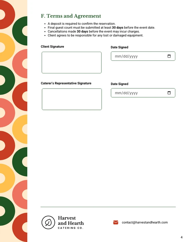 Catering Order Form Template - Seite 4