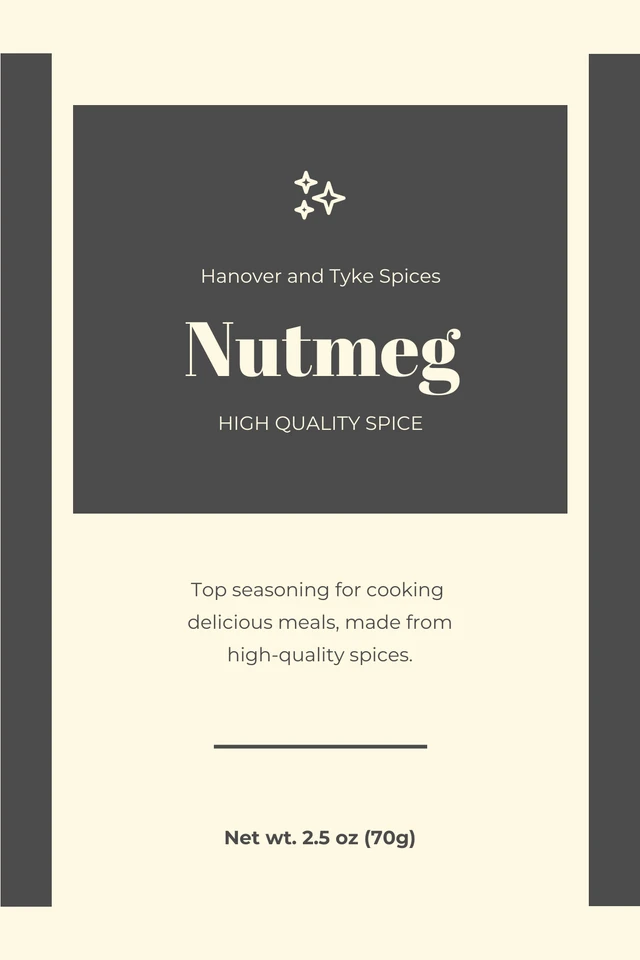 Light Yellow And Dark Grey Simple Spice Kitchen Label Template