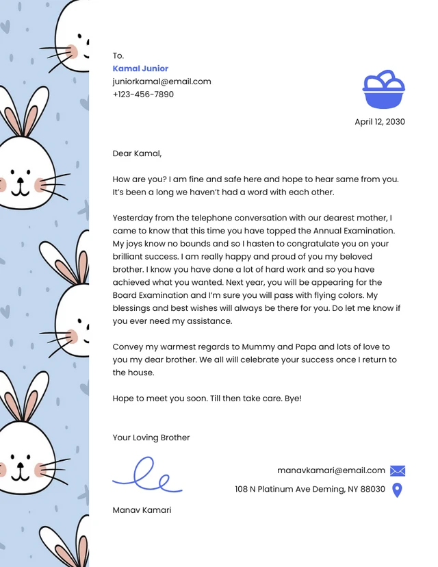 White And Blue Cute Illustration Business Letterhead