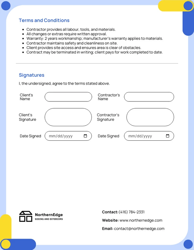 Siding Contract Template - صفحة 2