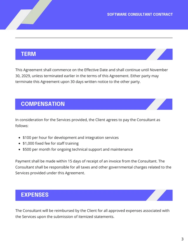 Software Consultant Contract Template - page 3