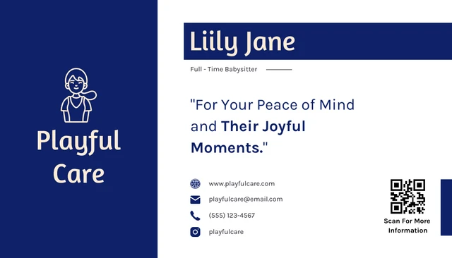 Professional Babysitter Business Card - Page 2