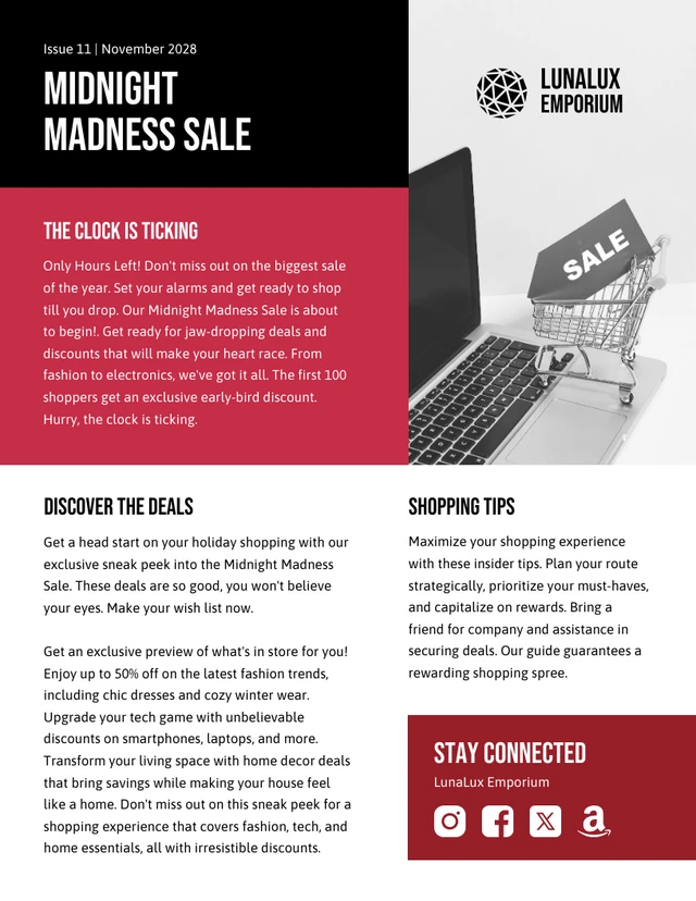 Midnight Madness Sale Newsletter Template