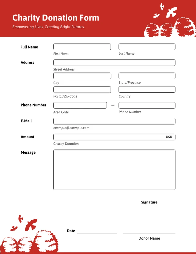 Simple Red Donation Form Template