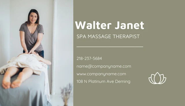 Olive Modern Luxury Massage Theraphist Business Card - Seite 2