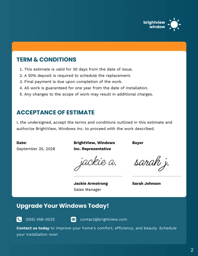 Window Replacement Estimate Template - صفحة 2