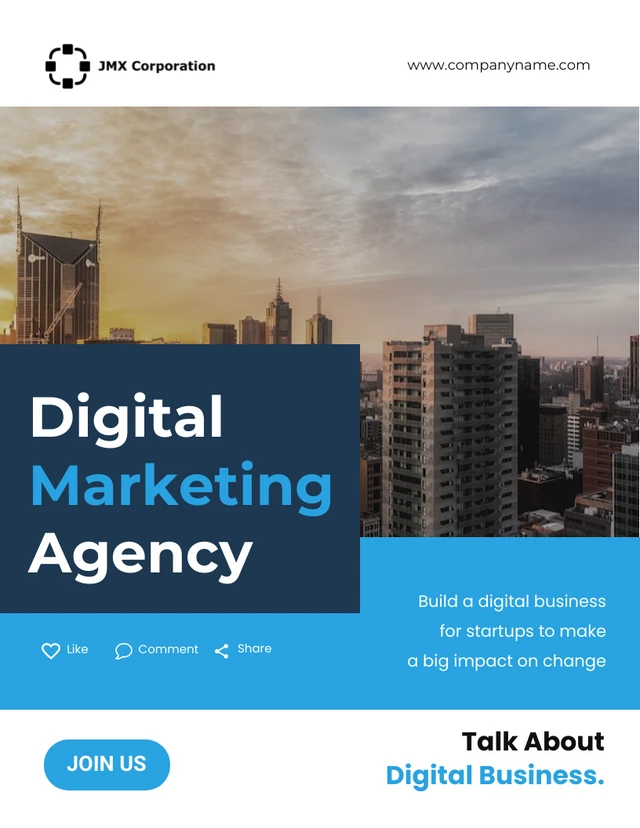 Modelo de pôster de agência de marketing digital azul escuro