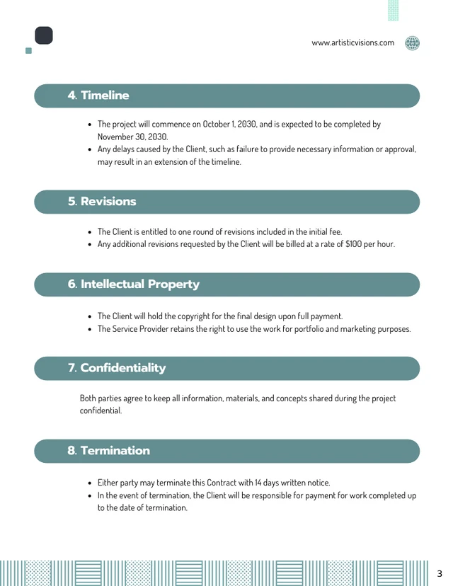 Artist Designer Contract Template - صفحة 3