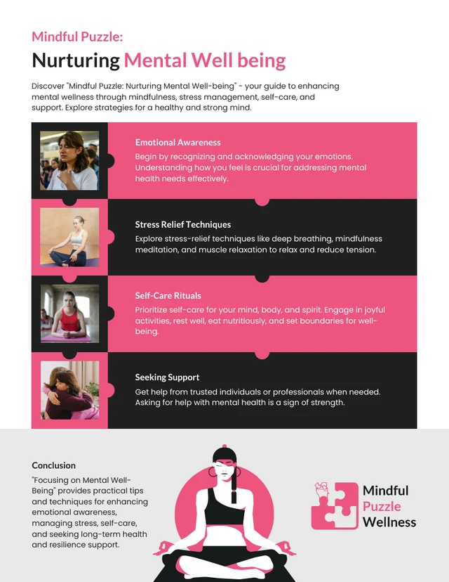Mindful Puzzle : Modèle d'infographie sur le bien-être mental