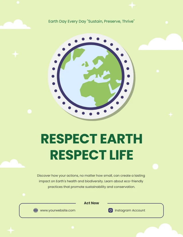 Soft Green Minimalist Illustrative Earth Day Poster Template