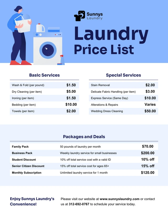 Laundry Price List Template