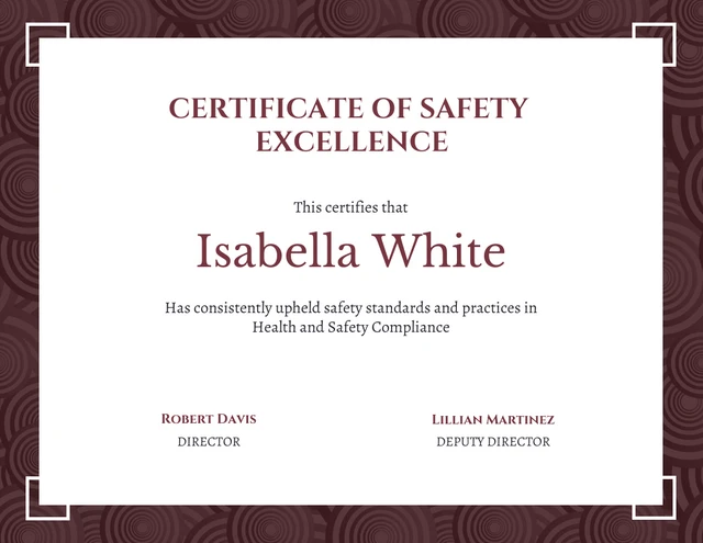 White Simple Pattern Work Certificate Template