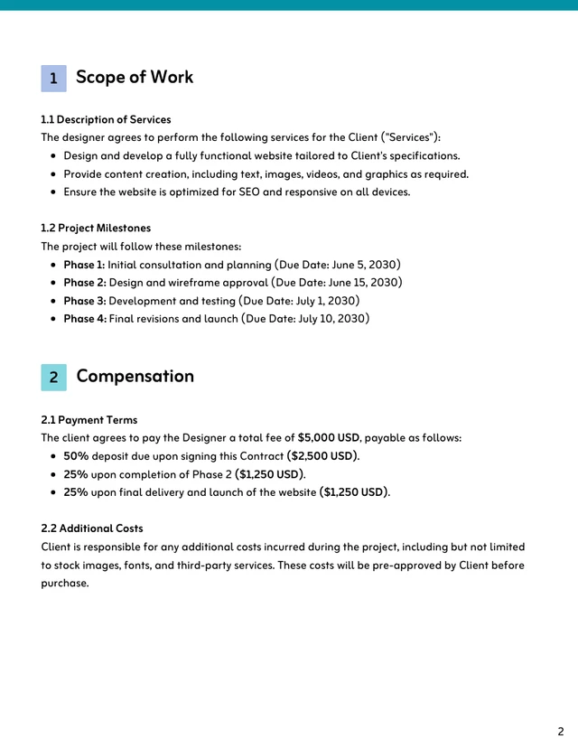 Website Design Contract Template - Pagina 2