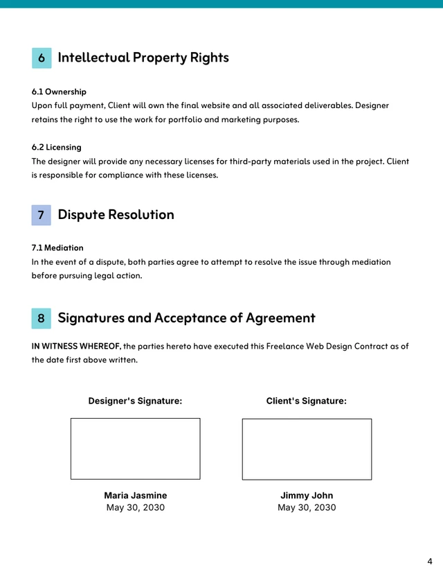 Website Design Contract Template - Pagina 4