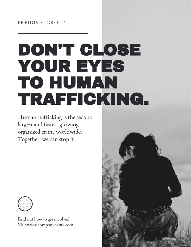 White And Grey Simple Human Trafficking Poster Template