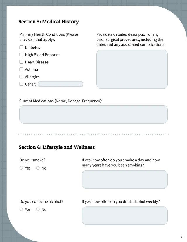 Medical Intake Form Template - Seite 2